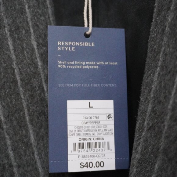 Grey Wool Like Pinstripe Relaxed Over Sized Fit Blazer - Women's Size La… - Picture 2 of 14